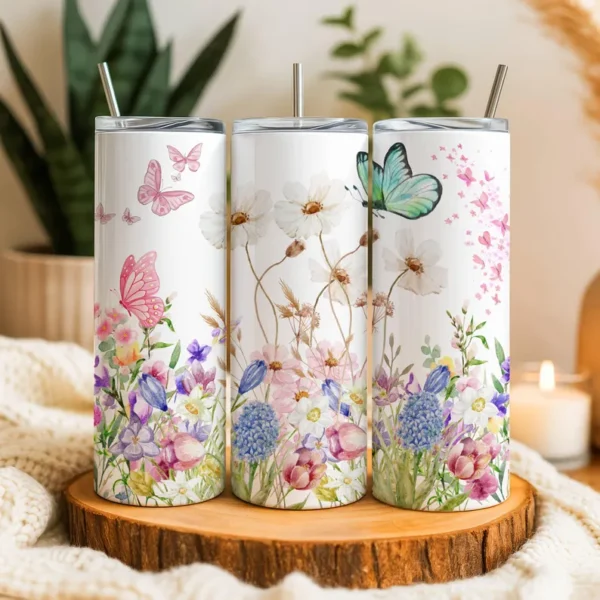 Cute Spring Floral Tumbler Wrap